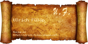 Ulrich Fülöp névjegykártya